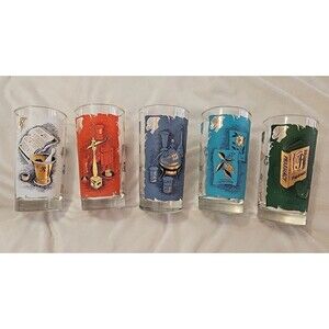 Vintage Libby Pharmacy Apothecary Highball Glasses Set 5 RX Medicine